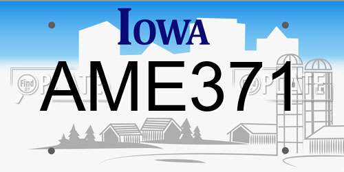 AME371 Iowa License Plate