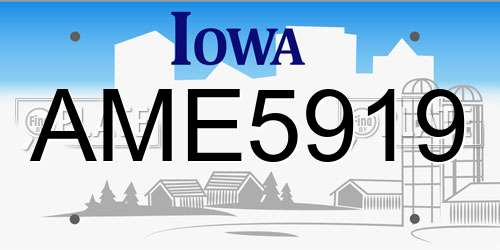 AME5919 Iowa License Plate