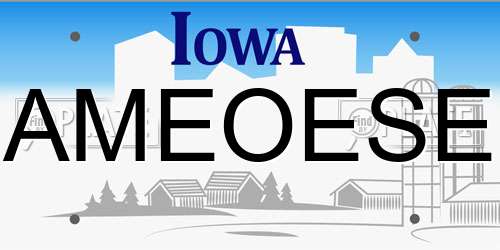 AMEOESE Iowa License Plate