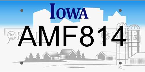 AMF814 Iowa License Plate