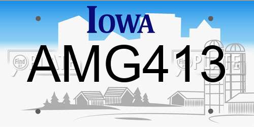 AMG413 Iowa License Plate