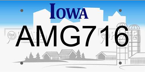 AMG716 Iowa License Plate