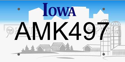 AMK497 Iowa License Plate