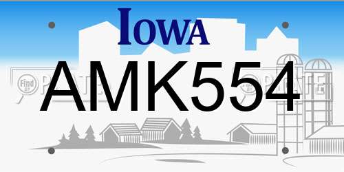 AMK554 Iowa License Plate