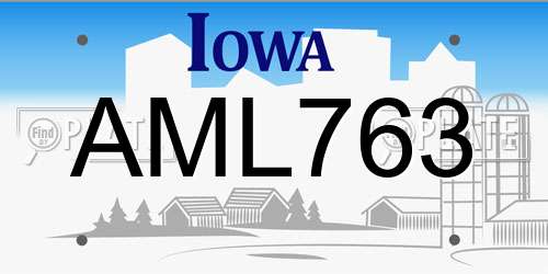 AML763 Iowa License Plate