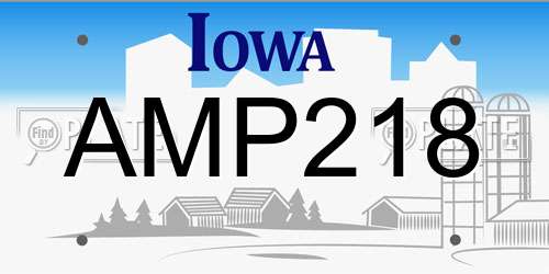 AMP218 Iowa License Plate