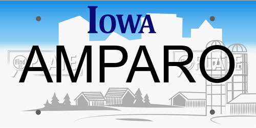 AMPARO Iowa License Plate