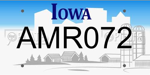 AMR072 Iowa License Plate