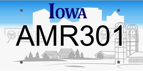 AMR301 Iowa License Plate