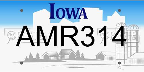 AMR314 Iowa License Plate