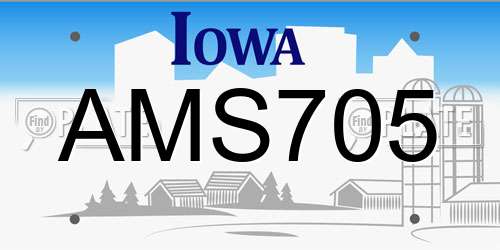 AMS705 Iowa License Plate