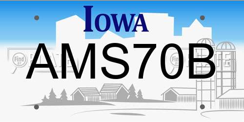 AMS70B Iowa License Plate