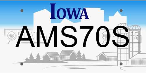 AMS70S Iowa License Plate