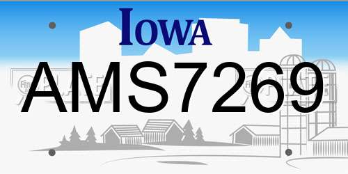 AMS7269 Iowa License Plate