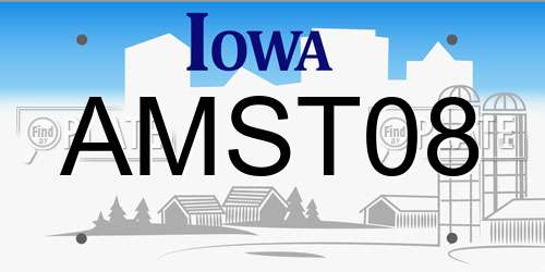 AMST08 Iowa License Plate