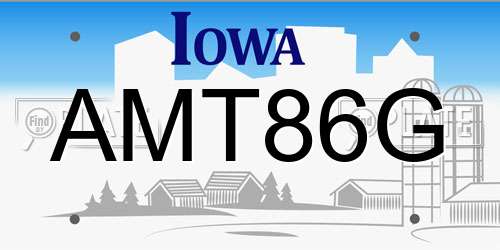 AMT86G Iowa License Plate