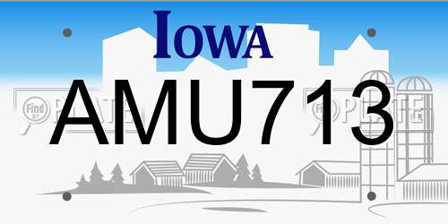AMU713 Iowa License Plate