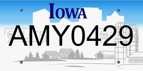 AMY0429 Iowa License Plate