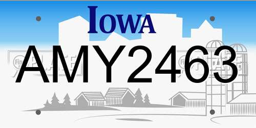 AMY2463 Iowa License Plate