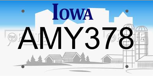 AMY378 Iowa License Plate