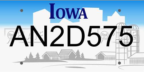 AN2D575 Iowa License Plate