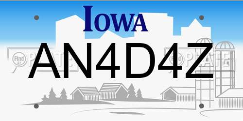 AN4D4Z Iowa License Plate
