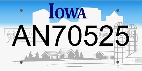 AN70525 Iowa License Plate