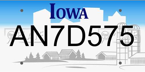 AN7D575 Iowa License Plate