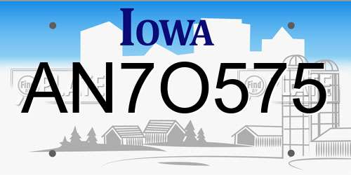 AN7O575 Iowa License Plate