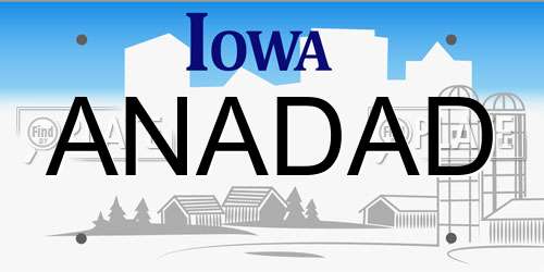 ANADAD Iowa License Plate