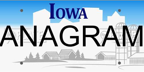 ANAGRAM Iowa License Plate