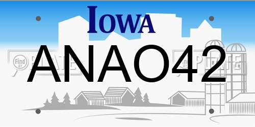 ANAO42 Iowa License Plate