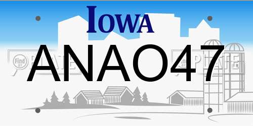 ANAO47 Iowa License Plate