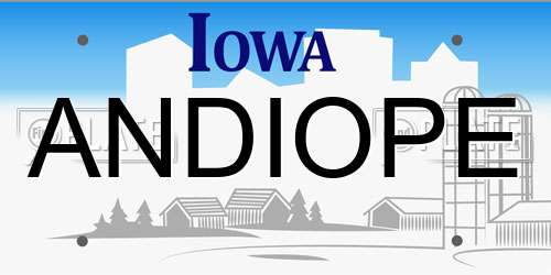 ANDIOPE Iowa License Plate