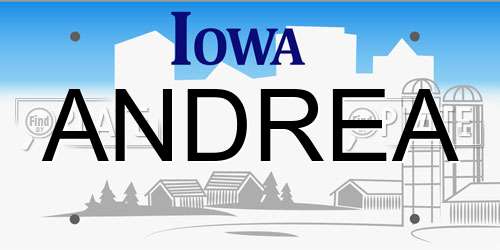 ANDREA Iowa License Plate