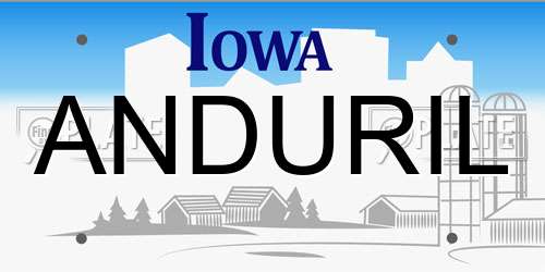 ANDURIL Iowa License Plate