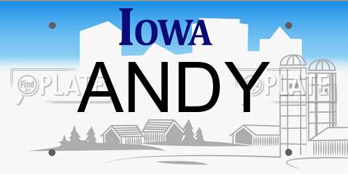 ANDY Iowa License Plate