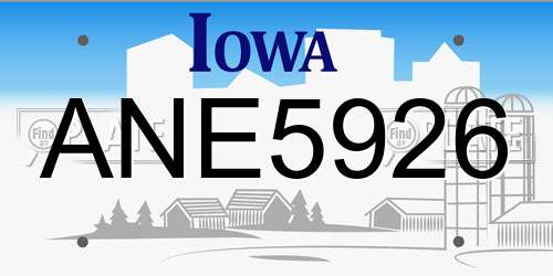 ANE5926 Iowa License Plate
