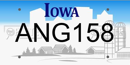ANG158 Iowa License Plate