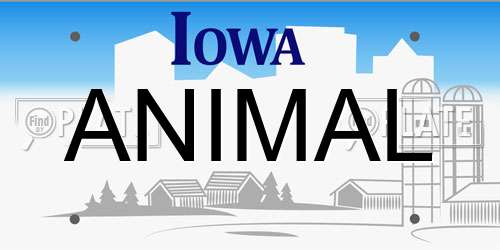 ANIMAL Iowa License Plate