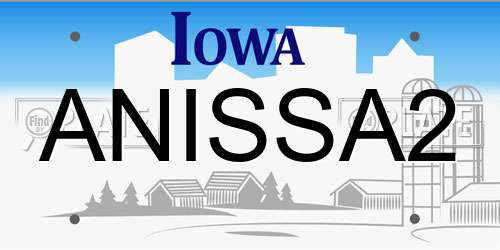 ANISSA2 Iowa License Plate