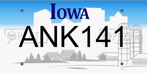 ANK141 Iowa License Plate