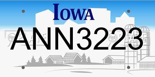 ANN3223 Iowa License Plate