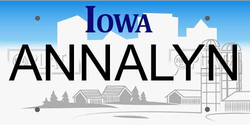 ANNALYN Iowa License Plate