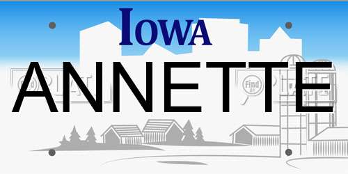ANNETTE Iowa License Plate
