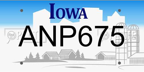 ANP675 Iowa License Plate
