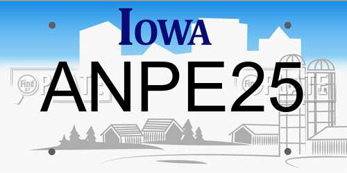 ANPE25 Iowa License Plate