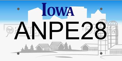 ANPE28 Iowa License Plate