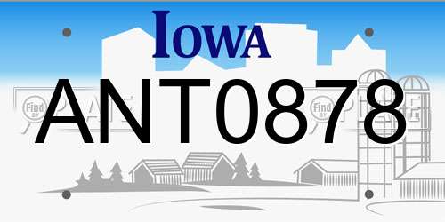 ANT0878 Iowa License Plate
