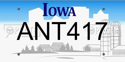 ANT417 Iowa License Plate